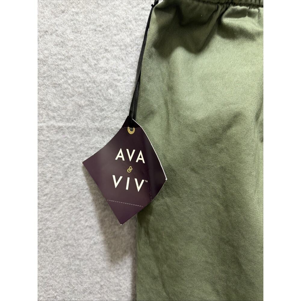 🆕Ava & Viv Women’s 3X Olive Green Cargo Capri Length Elastic Waist Pants Spring - Picture 8 of 10